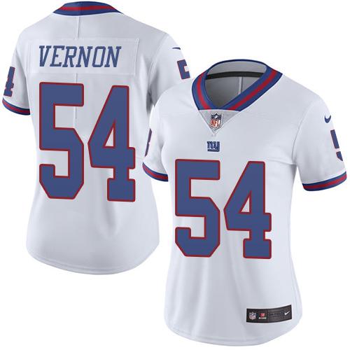 Nike Giants #54 Olivier Vernon White Women's Stitched NFL Limited Rush Jersey